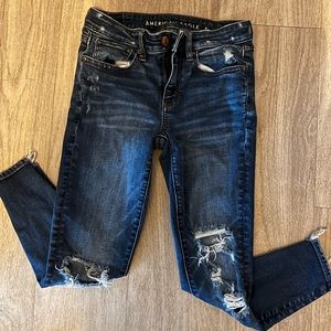 American Eagle Jeans - worn denim, super stretch skinny